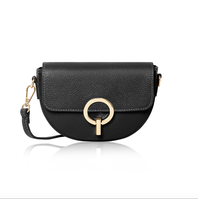 Black Leather Semi Circle Bag