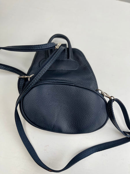 SAMPLE - navy mini Leather rucksack