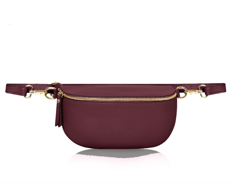 Large Burgundy Leather Waist Crossbody Bag – Alice's Wonders UK