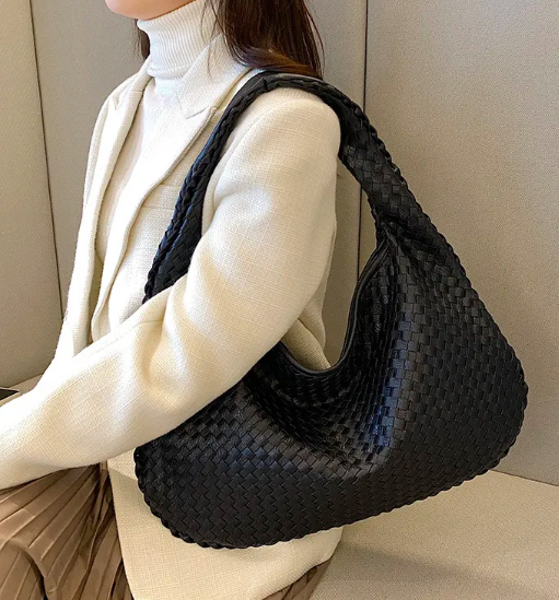 SAMPLE - PU (faux) Leather woven shoulder bag