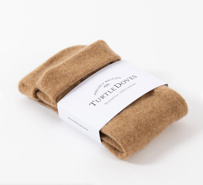 Turtle Doves Recycled Cashmere Wristwarmers - Camel 