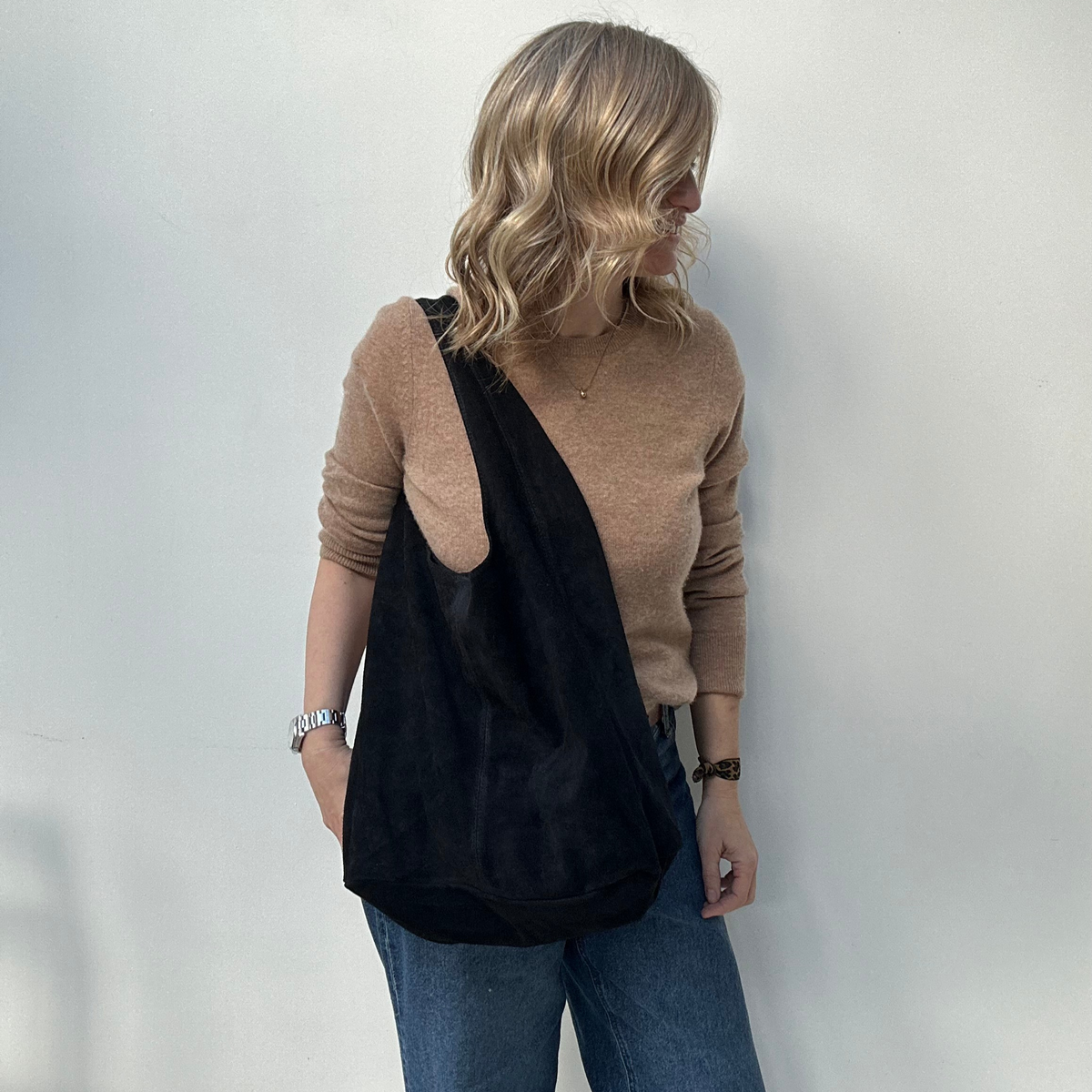 Black Suede Slouchy Tote – Alice's Wonders UK