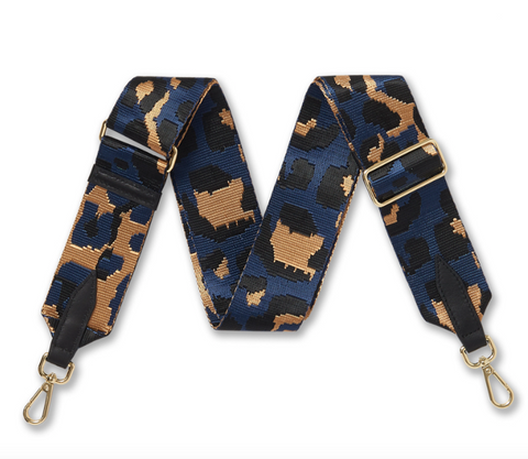 Navy Animal Print Bag Strap