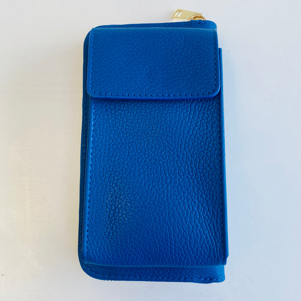 Cobalt Blue Leather Purse / Phone Crossbody