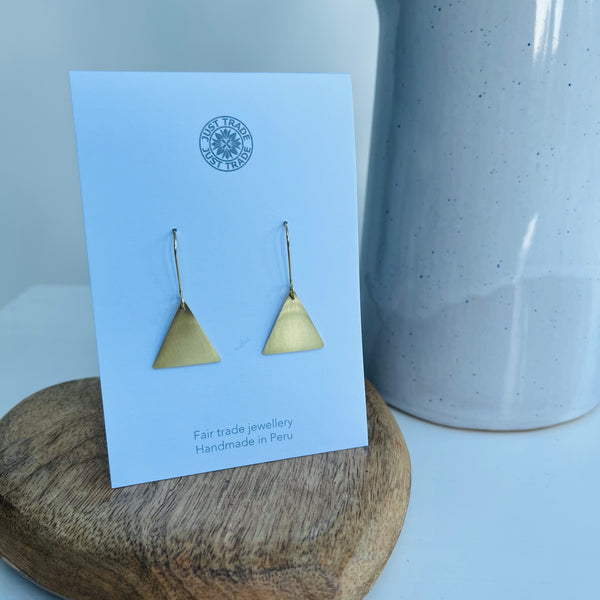 Geometric Triangle Brass Earrings