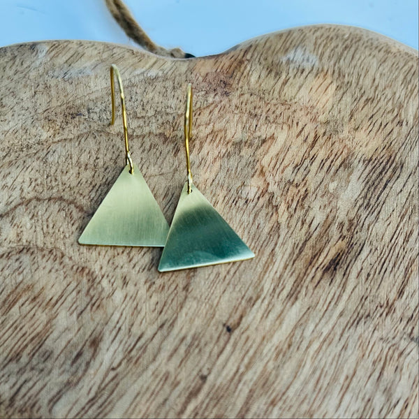 Geometric Triangle Brass Earrings