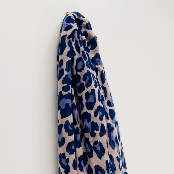 Lilac and Navy Leopard Print Scarf