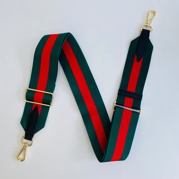 Green and Red Stripe Bag Strap