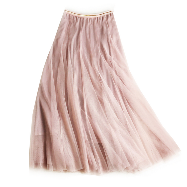 Ballet Pink Tulle Midi Skirt with Gold Waistband from Last True Angel at Alice's Wonders