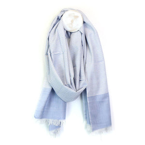 China Blue and White Stripe Summer Scarf from Peace of Mind POM