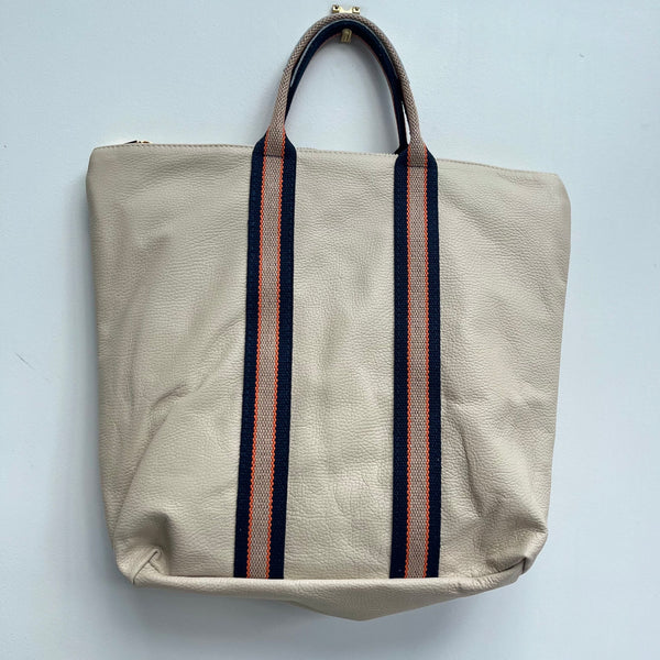 Cream Leather Tote Backpack
