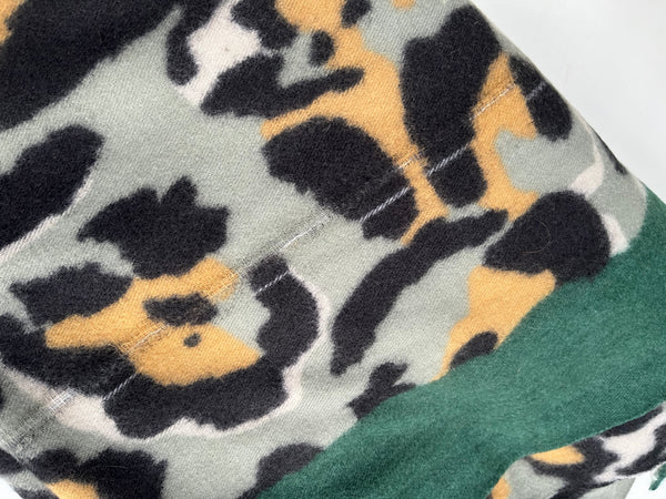 SECOND Green Stripe Leopard Print Blanket Scarf (dye fault)