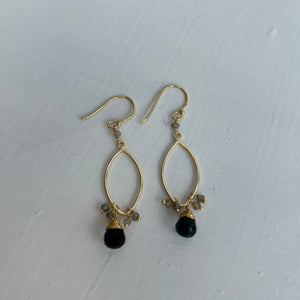 SAMPLE - Crystal and Labradorite Drop Earrings (My Doris)