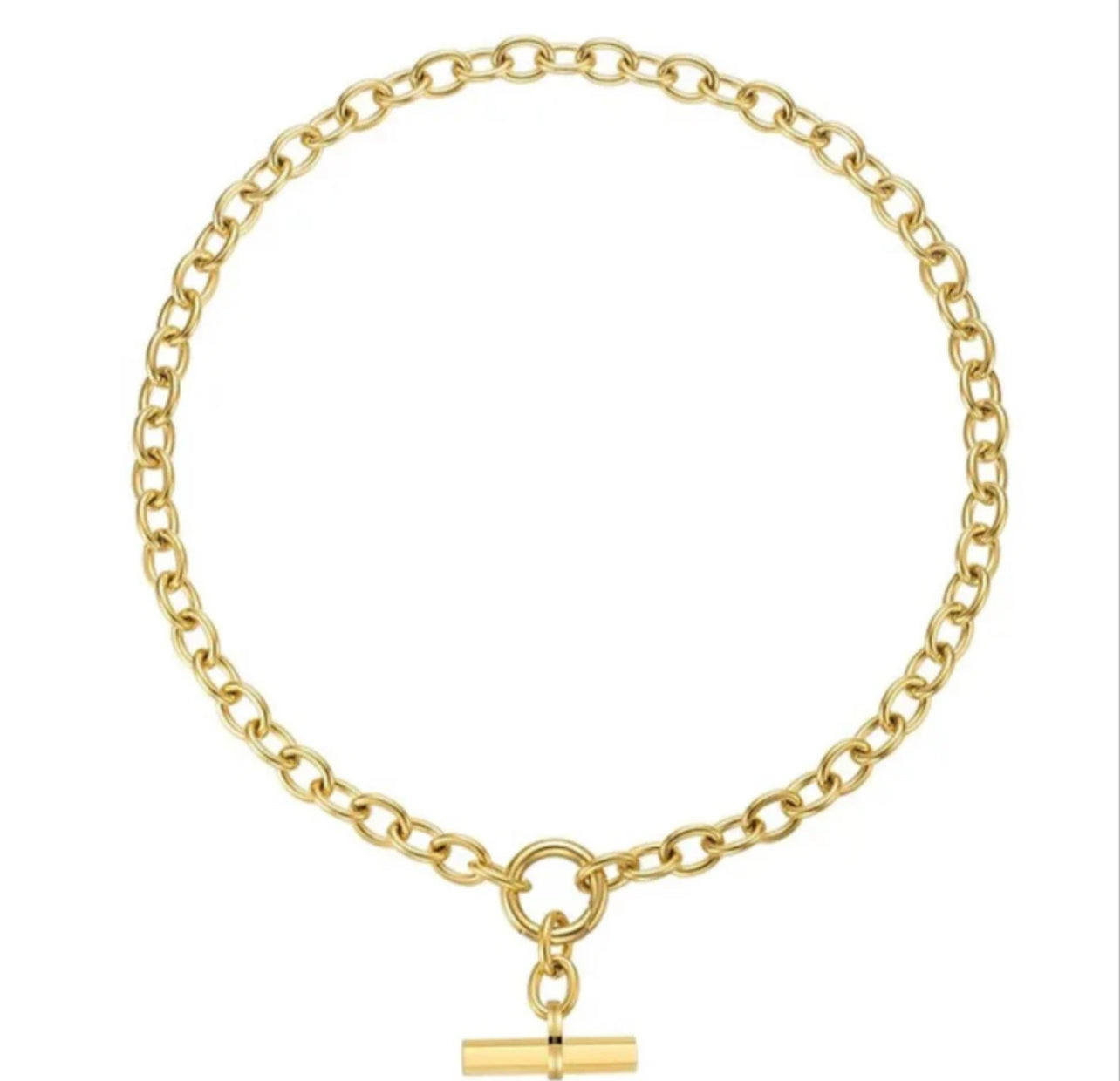 Gold Chunky T-Bar Necklace