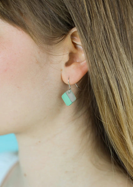 Acetate Sage Square Earrings from Made by Pivot