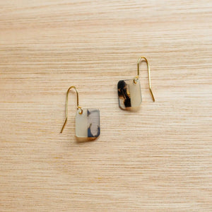 Acetate Coffee Marble Square Earrings