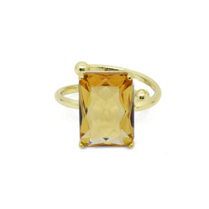 Amber Faceted Gem Adjustable Ring