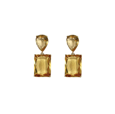 Amber and Gold Teardrop and Rectangular Gem Earrings from Last True Angel