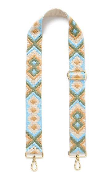 Baby Blue and Olive Green Woven Bag Strap