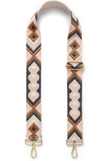 Aztec Ballet Pink and Charcoal Grey Woven Bag Strap