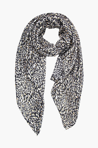 Stone Leaf Print Scarf with Gold Detail