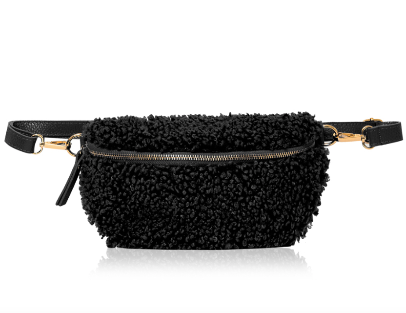 Black Shearling Waist Bag