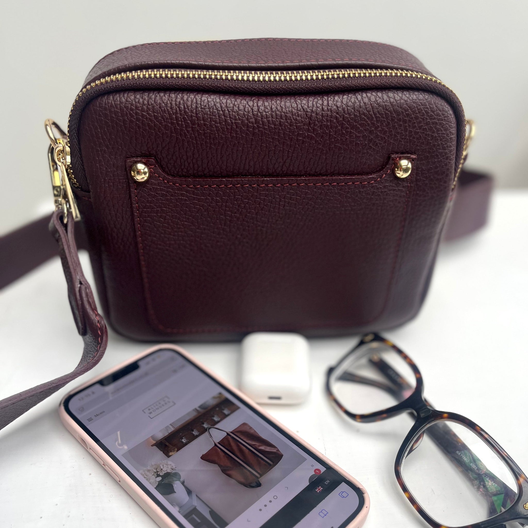 ASPHODELCHIC Women's Large Vegan Leather Crossbody Bag | Two Detachable Straps, Zipper Closure, Roomy Shoulder Bag - View #6