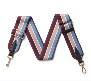 Burgundy and Pink Stripe Bag Strap