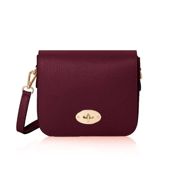 Burgundy Leather Crossbody Lock Bag