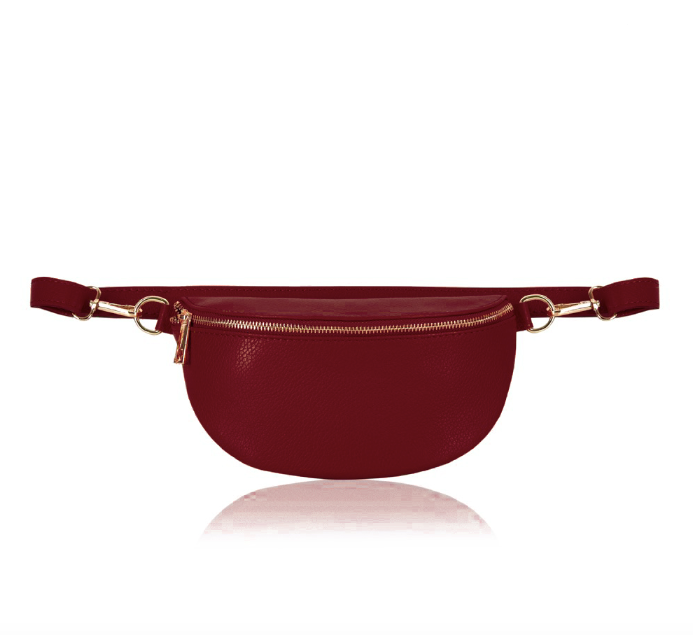 Burgundy Leather Waist Crossbody Bag