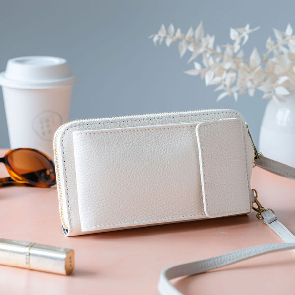 Cream Leather Purse / Phone Crossbody