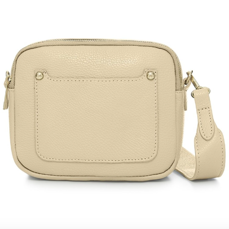 Cream leather double zip bag