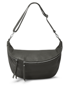 Dark Grey Leather XL Waist Bag (silver hardware)
