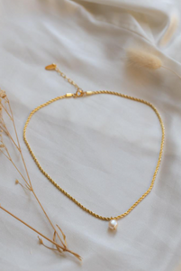 Freshwater Pearl Twisted Necklace in 18ct Gold Plate