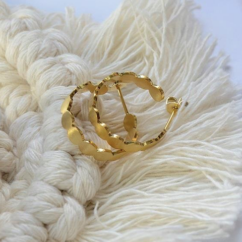Gold Disc Hoop Earrings from Last True Angel