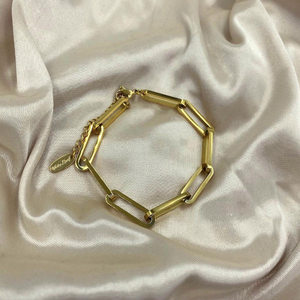 Gold Long Links Bracelet from White Leaf