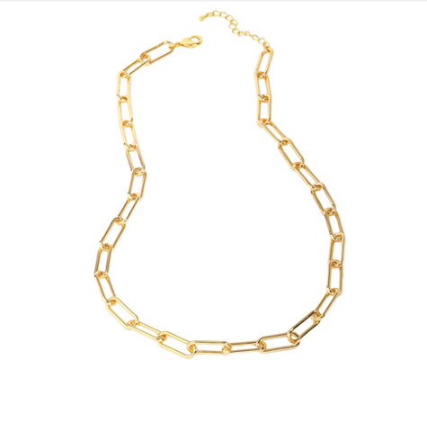 Gold Long Links Short Necklace in 18ct Gold Plate
