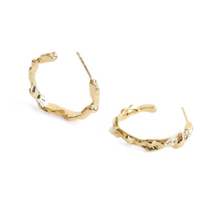 Misshape Hoop Earrings in 18ct Gold Plate from White Leaf