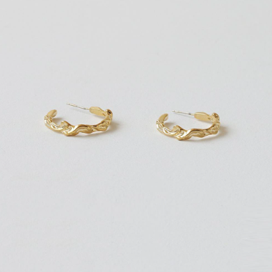 Misshape Hoop Earrings in 18ct Gold Plate from White Leaf