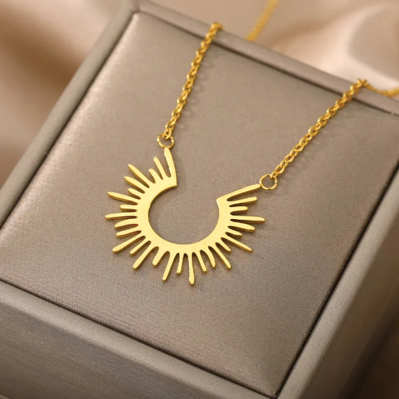 Gold Sunburst Necklace from Misgraceful