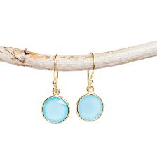 Gold Vermeil Hook Earrings with Aqua Chalcedony from Pink Lemons