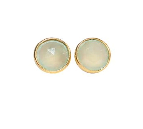 Gold Vermeil Stud Earrings with Rainbow Moonstone