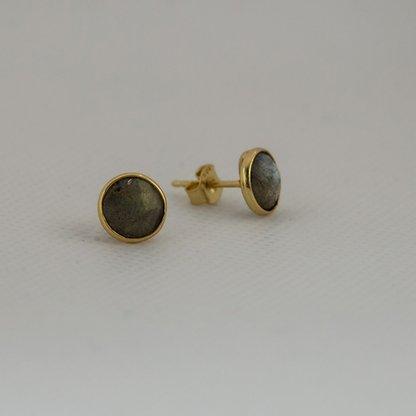 Gold Vermeil Stud Earrings with Labradorite