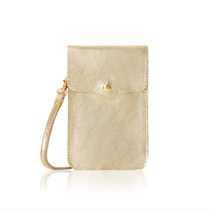 Gold Leather Crossbody Pouch