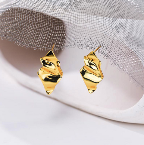 Molten Drop Stud Earrings in 18ct Gold Plate from White Leaf