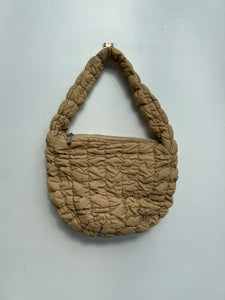 SAMPLE - Latte Fabric Puffa Shoulder Bag (Medium)