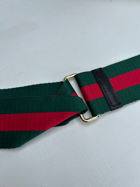 SECOND - Green and Red Stripe Bag Strap