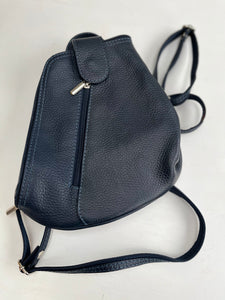 SAMPLE - navy mini Leather rucksack
