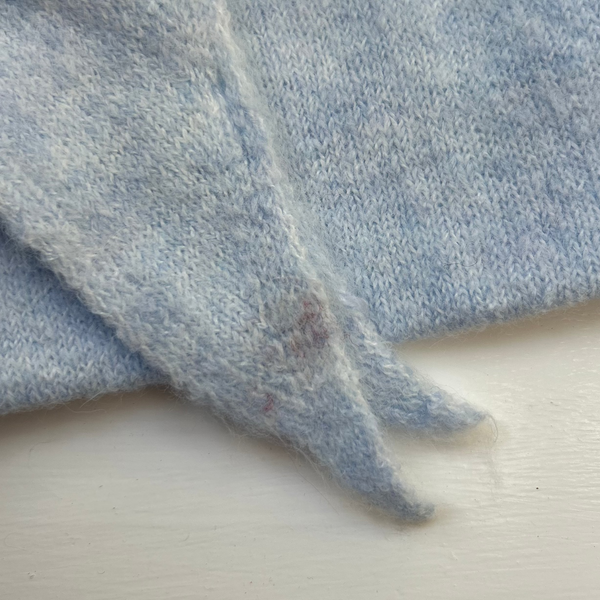 SECOND - Baby Blue Wool Triangle Knit Scarf (make up mark)
