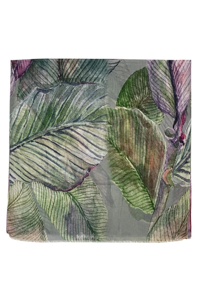 Large Tropical Leaf Print Scarf